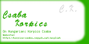 csaba korpics business card